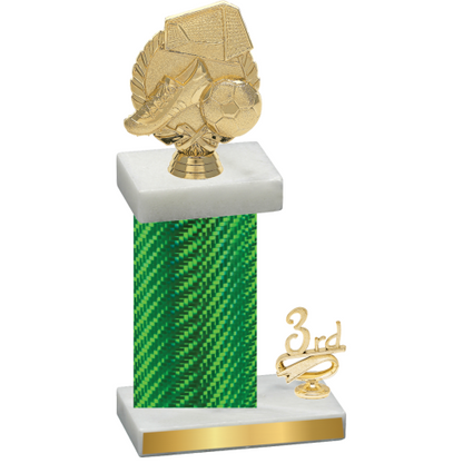 Accented Single Green Carbon Fiber Third Place Soccer Trophy