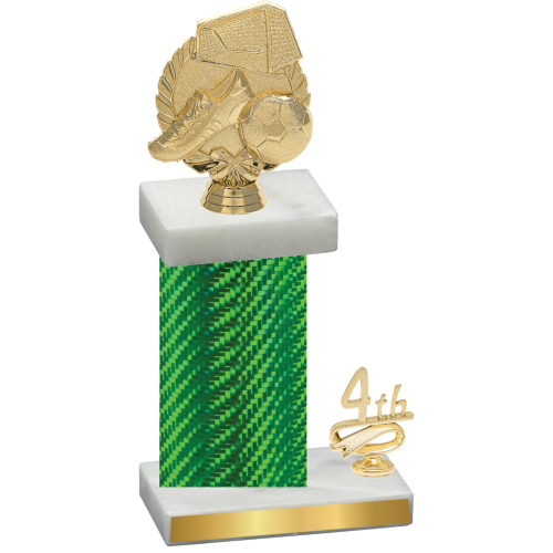 Accented Single Green Carbon Fiber Fourth Place Soccer Trophy