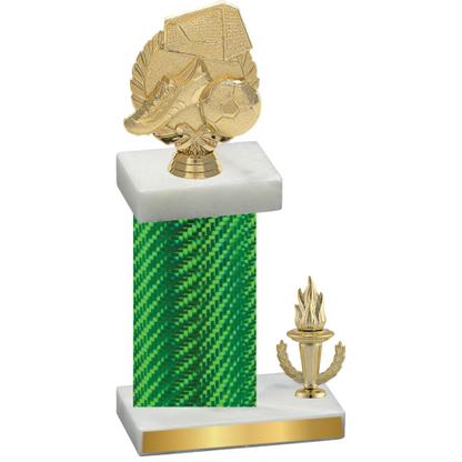 Accented Single Green Carbon Fiber Victory Soccer Trophy