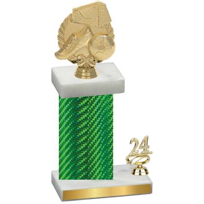 Accented Single Green Carbon Fiber Year Soccer Trophy