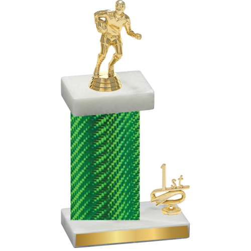 Accented Single Green Carbon Fiber First Place Rugby Trophy