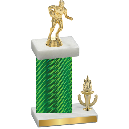 Accented Single Green Carbon Fiber Victory Rugby Trophy