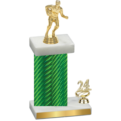 Accented Single Green Carbon Fiber Year Rugby Trophy