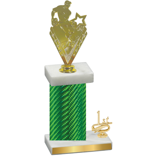 Accented Single Green Carbon Fiber First Place Rugby Trophy