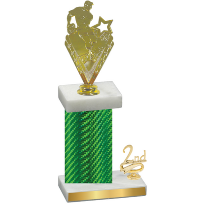 Accented Single Green Carbon Fiber Second Place Rugby Trophy