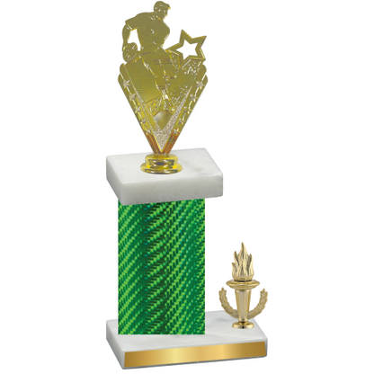 Accented Single Green Carbon Fiber Victory Rugby Trophy