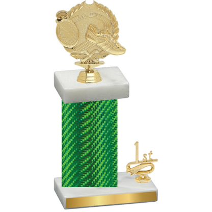 Accented Single Green Carbon Fiber First Place Running Trophy