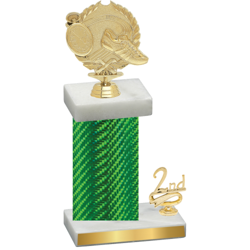 Accented Single Green Carbon Fiber Second Place Running Trophy