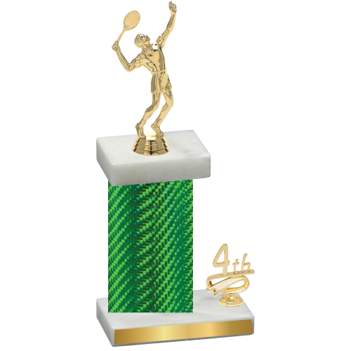 Accented Single Green Carbon Fiber Fourth Place Tennis Trophy