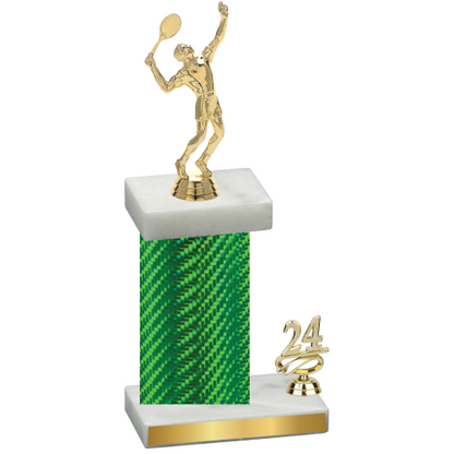 Accented Single Green Carbon Fiber Year Tennis Trophy