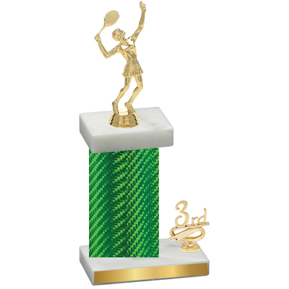 Accented Single Green Carbon Fiber Third Place Tennis Trophy