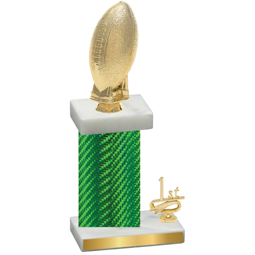 Accented Single Green Carbon Fiber First Place Football Trophy