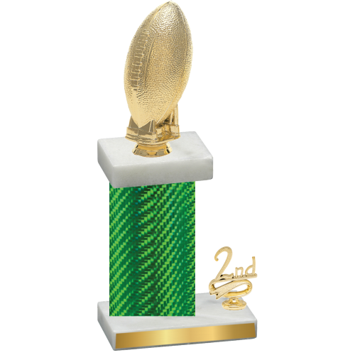 Accented Single Green Carbon Fiber Second Place Football Trophy