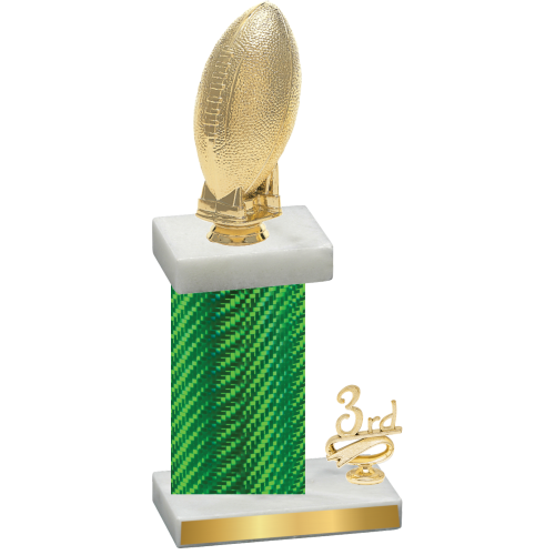 Accented Single Green Carbon Fiber Third Place Football Trophy