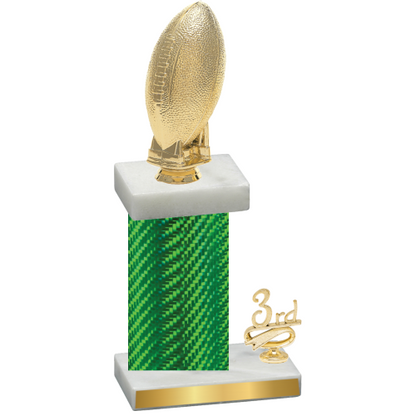 Accented Single Green Carbon Fiber Third Place Football Trophy