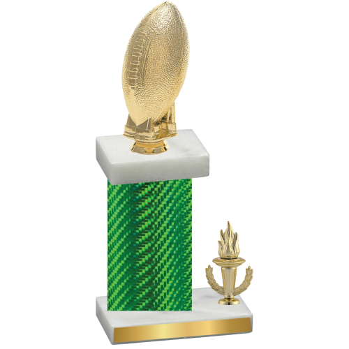 Accented Single Green Carbon Fiber Victory Football Trophy
