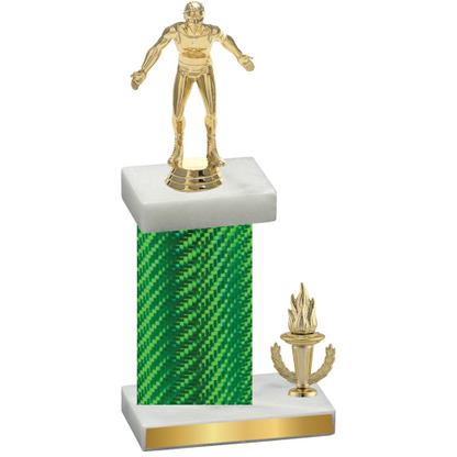 Accented Single Green Carbon Fiber Victory Wrestling Trophy