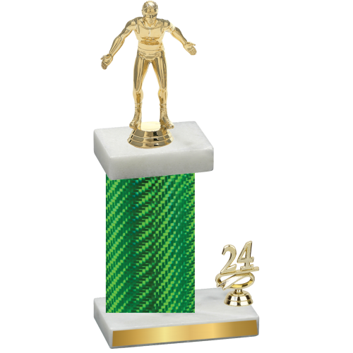 Accented Single Green Carbon Fiber Year Wrestling Trophy
