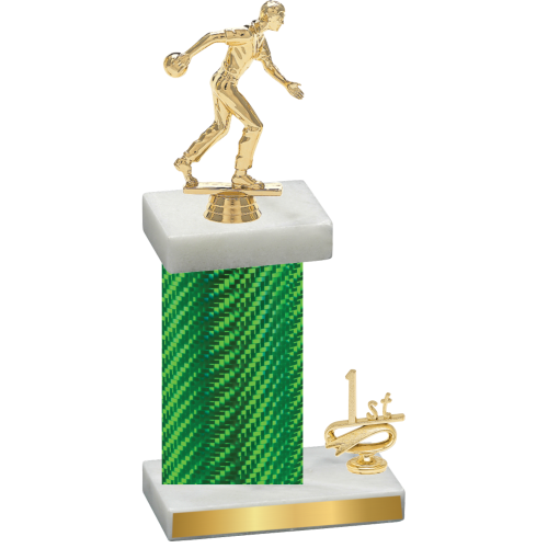 Accented Single Green Carbon Fiber First Place Bowling Trophy