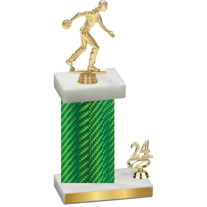 Accented Single Green Carbon Fiber Year Bowling Trophy