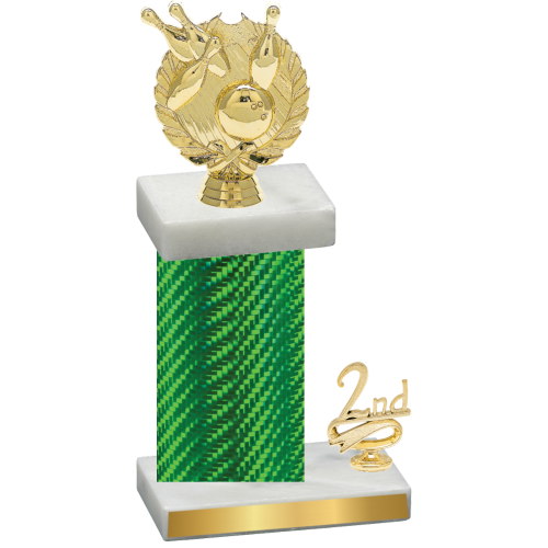 Accented Single Green Carbon Fiber Second Place Bowling Trophy