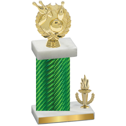 Accented Single Green Carbon Fiber Victory Bowling Trophy