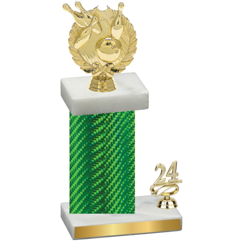 Accented Single Green Carbon Fiber Year Bowling Trophy