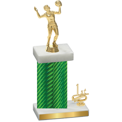 Accented Single Green Carbon Fiber First Place Volleyball Trophy