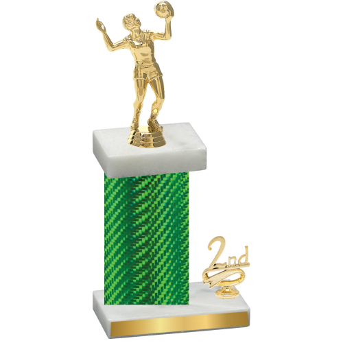 Accented Single Green Carbon Fiber Second Place Volleyball Trophy