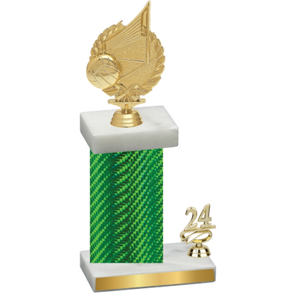 Accented Single Green Carbon Fiber Year Volleyball Trophy