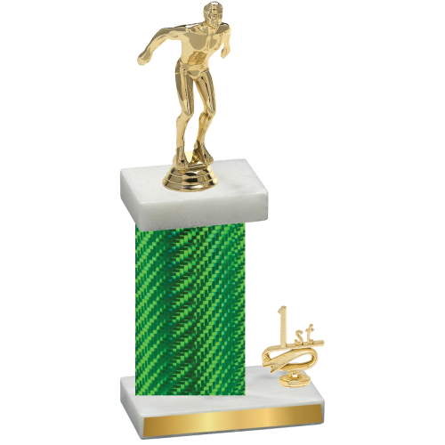 Accented Single Green Carbon Fiber First Place Swimming Trophy