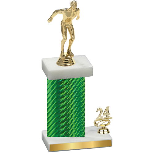 Accented Single Green Carbon Fiber Year Swimming Trophy