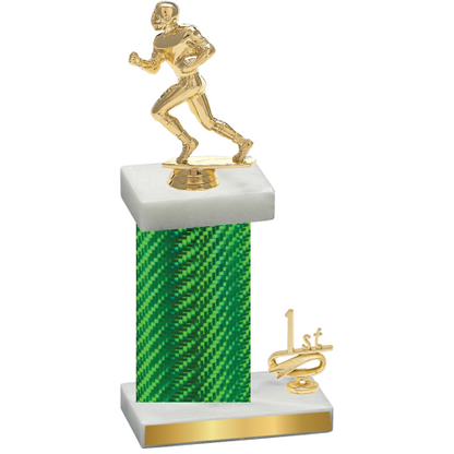 Accented Single Green Carbon Fiber First Place Football Trophy