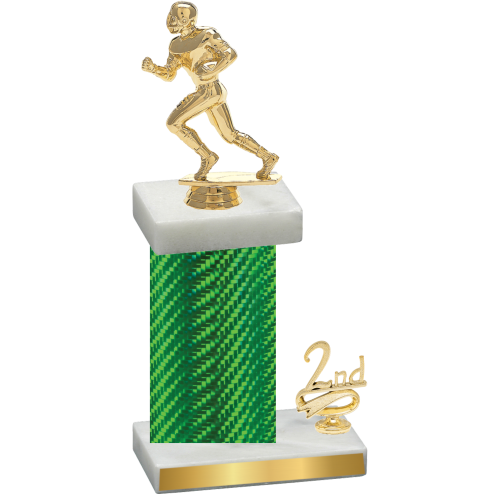Accented Single Green Carbon Fiber Second Place Football Trophy