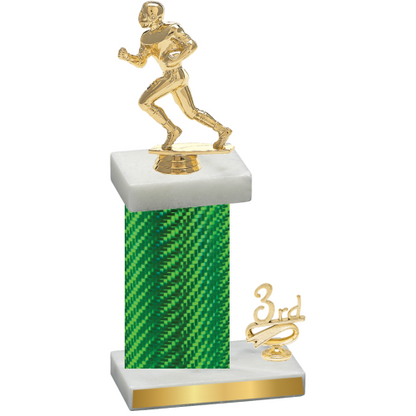 Accented Single Green Carbon Fiber Third Place Football Trophy