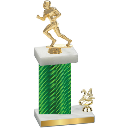 Accented Single Green Carbon Fiber Year Football Trophy