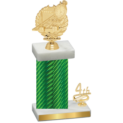 Accented Single Green Carbon Fiber Fourth Place Swimming Trophy