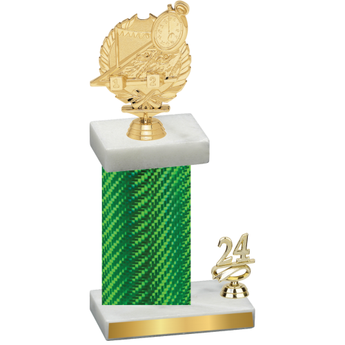 Accented Single Green Carbon Fiber Year Swimming Trophy