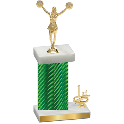 Accented Single Green Carbon Fiber First Place Cheerleading Trophy