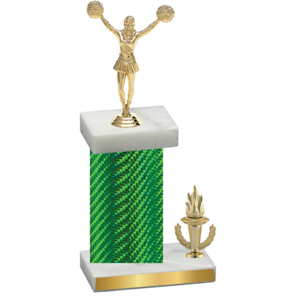 Accented Single Green Carbon Fiber Victory Cheerleading Trophy