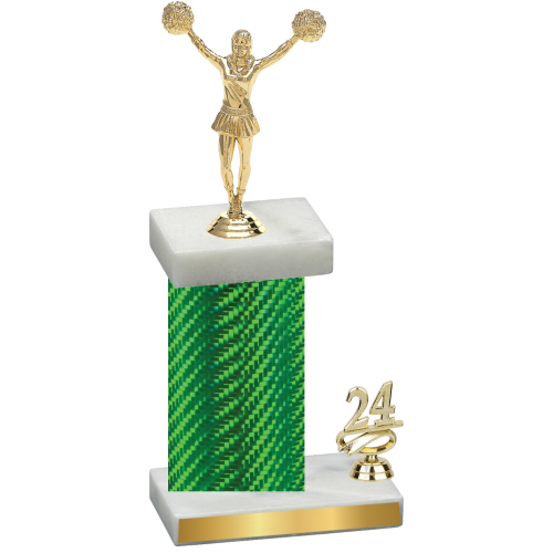 Accented Single Green Carbon Fiber Year Cheerleading Trophy