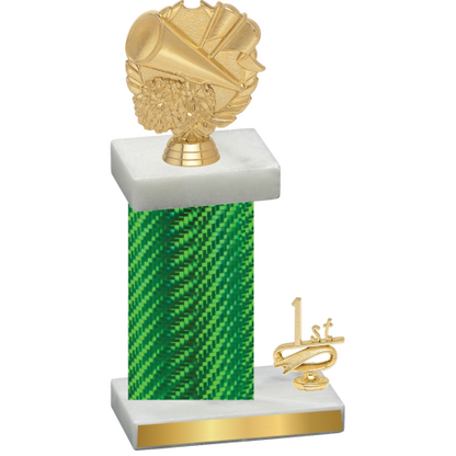 Accented Single Green Carbon Fiber First Place Cheerleading Trophy