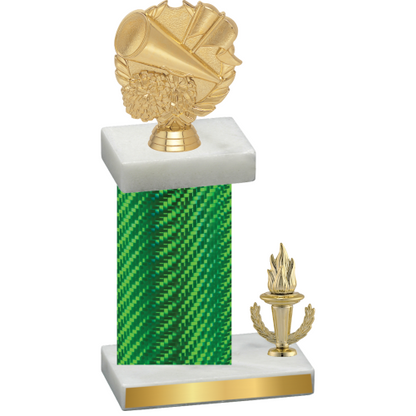 Accented Single Green Carbon Fiber Victory Cheerleading Trophy