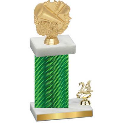 Accented Single Green Carbon Fiber Year Cheerleading Trophy