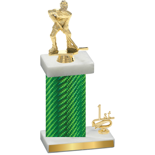 Accented Single Green Carbon Fiber First Place Hockey Trophy