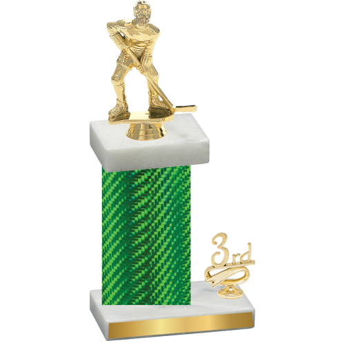 Accented Single Green Carbon Fiber Third Place Hockey Trophy