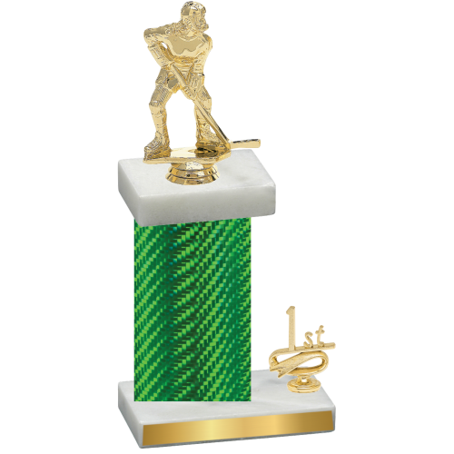 Accented Single Green Carbon Fiber First Place Hockey Trophy