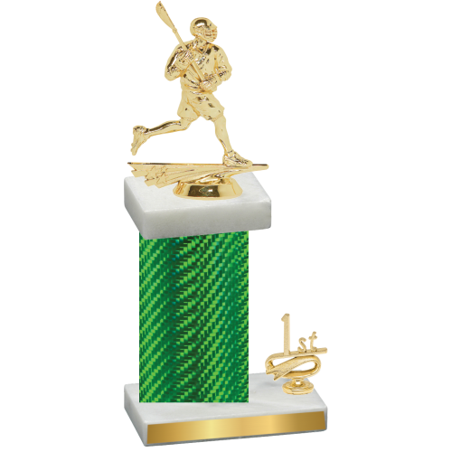 Accented Single Green Carbon Fiber First Place Lacrosse Trophy