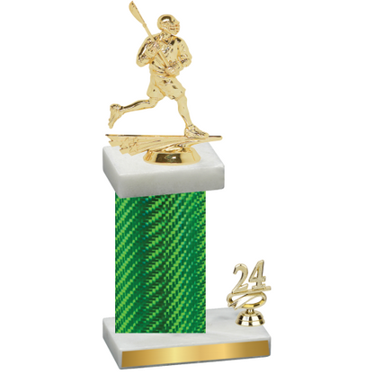 Accented Single Green Carbon Fiber Year Lacrosse Trophy