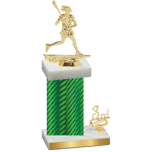 Accented Single Green Carbon Fiber Third Place Lacrosse Trophy